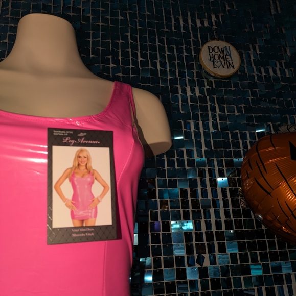 Pink PVC Mini Dress - Picture 2 of 5